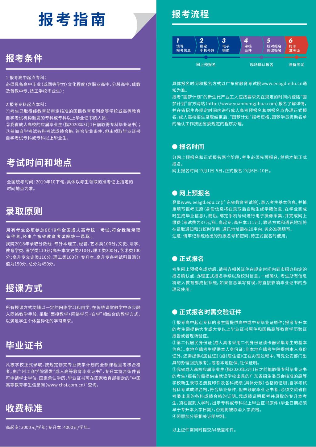 广州工商学院2019年成人教育招生简章